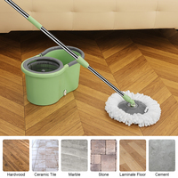 Ensemble serpillière et seau en acier inoxydable avec essoreuse, manche de 120 cm, pour nettoyage professionnel des sols en pierre