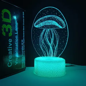 Fantasi indah ubur-ubur lampu malam gelembung air lampu malam untuk anak-anak LED 40 3d ilusi Led lampu malam gadis 15 DC 6V 95