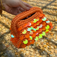 Tas Rajut Pantai Tas Jinjing Tenun Tangan Ramah Lingkungan Tas Mini Clutch Pesta Pernikahan Berpayet untuk Wanita Mewah