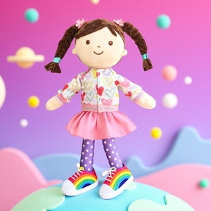 Muñeca de Trapo de Peluche de 35 cm, Diseño Personalizado, Serie Fantasía, para Niñas, con <span class=keywords><strong>Abrigo</strong></span> Rosa de Corazones y Zapatos Arcoíris, 100% PP - Product Image 3