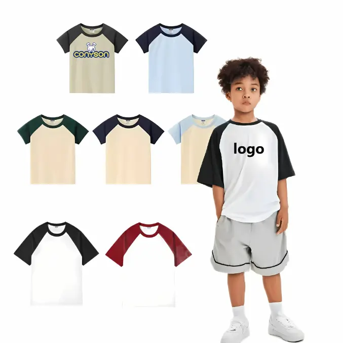 Conyson personalizado al por mayor verano 100% algodón 200GSM niños adultos camisetas serigrafiadas liso en blanco bebé niños niñas camisetas