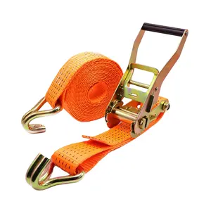 2 "5000Kg Polyester 50Mm Cargo Memukul Tali dengan Ratchet Strap Cargo Ratchet Belt Strap Tie Down Ratchet