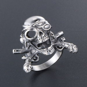 Skull <b>Titanium</b> Steel <b>Ring</b> Men's Pirate Design Party Jewelry SA397 - Product Image 2
