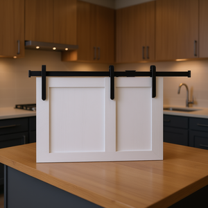 Kit de porte coulissante en acier au carbone mini, 78,7 pouces, noir, pour armoires de cuisine, design industriel - Product Image 2