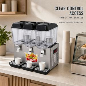 Distributeur de boissons froides commercial à trois réservoirs 48L 220V 610W R290 Machine à jus et boissons pour café, restaurant, hôtel, buffet - Product Image 5