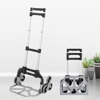 Chariot porte-bagages pliable en aluminium à 6 roues pour escalade d'escalier à usage intensif