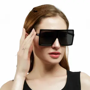 热卖 2019 时尚复古男士女士大黑框太阳眼镜方形超大太阳眼镜平顶太阳眼镜