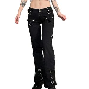 Wholesale Price Women Gothic Cargo Pants <b>Y2K</b> Aesthetic Vintage Loose Baggy <b>Trousers</b> Low Waist Wide Leg Baggy Jeans - Product Image 4