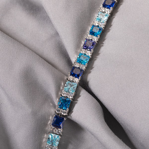 Spring Clasp Shining Zircon Necklace, Fashionable Blue-Purple Gemstone Collarbone <b>Chain</b>, Unisex - Product Image 5