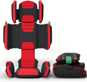 Siège auto pliable pour bébé, berceau de sécurité réglable pour enfant, housse de siège en mousse facile à nettoyer, rouge et noir, pour véhicule - Product Image 1
