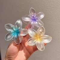 Jepit Rambut Plastik Bunga Frangipani Transparan Gaya Manis Grosir QianJin, Aksesoris Rambut Plumeria untuk Wanita dan Gadis
