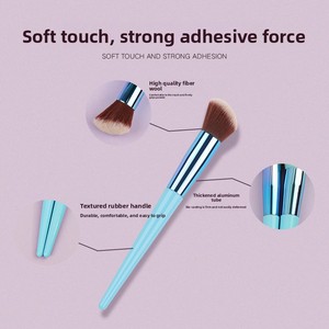 Brocha para polvos sueltos azul, mango de plástico, cerdas de nailon, herramienta profesional para maquillaje facial - Product Image 3