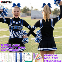 Uniformes de cheerleading scolaires personnalisés, impression par transfert thermique, usine OEM, faible MOQ, échantillon gratuit, délai de livraison de 7 jours