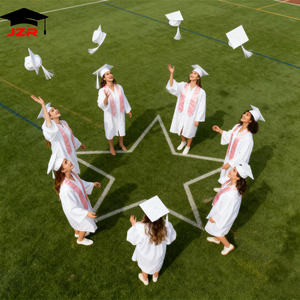 Bonnet de robe de graduation blanc avec étole rose Robe de graduation adulte mat Graduation Toga - Product Image 3