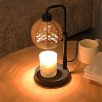 Lampe de table en rotin et lin, sans fumée, avec variateur de lumière, lumière d'ambiance, style européen et américain, lampe rétro