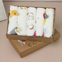 Lot de 5 bavoirs en mousseline de coton pour tout-petits ensemble de tissu pour bébé bavoirs d'alimentation boîte-cadeau pour nouveau-né
