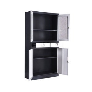 Metal Filing Cabinet with 2 Drawer Office Organization Glass Door Steel Storage Cupboard with Display <b>Windows</b> - Product Image 5