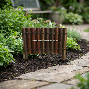 Vintage Black Half Bamboo Border/Edging <b>Fence</b> Panels 50x6x35cm All-Season Indoor/Outdoor Natural Eco-Friendly <b>Garden</b> Accessories - Product Image 3