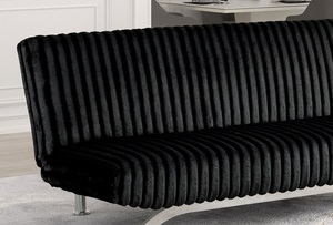 Canapé-lit de style contemporain avec base en métal chromé, transformable en pieds avec pieds de soutien cachés, finition noire - Product Image 6