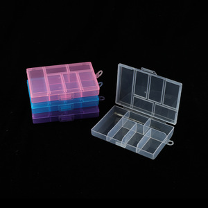 PP 6 Compartment Storage <b>Box</b> <b>Small</b> Parts Organizer <b>Tool</b> Jewelry Electronic Component Desktop Container Blue Purple Pink White - Product Image 2