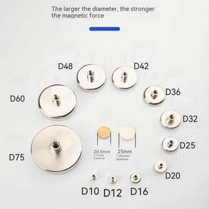 Motor Industrial, materiales magnéticos de níquel, imán de neodimio permanente, <span class=keywords><strong>Base</strong></span> magnética redonda de montaje NdFeB <span class=keywords><strong>con</strong></span> rosca interna - Product Image 4