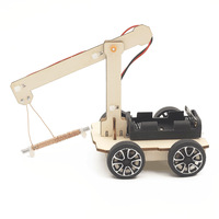 Juguete de Rompecabezas de Madera STEM, Control Remoto, Forma de Dibujos Animados, Kits de Construcción de Ingeniería Científica, Juguetes de Grúa Electromagnética Hechos de Madera