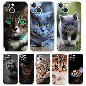 Cartone animato simpatico gatti sfondo <span class=keywords><strong>di</strong></span> lusso custodia per telefono trasparente per <span class=keywords><strong>iPhone</strong></span> 15 16 14 13 12 11 17 Pro Max XR SE 7 8 Plus Cover antiurto - Product Image 1