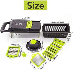 Coupe-légumes multifonctionnel 16-en-1 NOUVEAU : Mandoline à fruits et oignons, trancheuse de légumes et pommes de terre, 14 gadgets en 1 modèle - Product Image 4