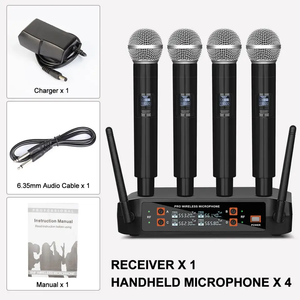 Système de Microphone Sans Fil Professionnel X4, 1 Émetteur 4 Récepteurs, Micros à Main pour <span class=keywords><strong>Karaoké</strong></span> et Chant en Église - Product Image 4