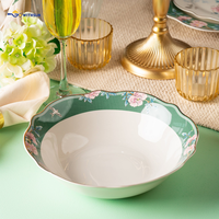 Nouvel ensemble de vaisselle en porcelaine fine de 59 pièces, assiette de 27 cm (10,5 po) peinte à la main, de luxe, résistante à la chaleur et compatible lave-vaisselle