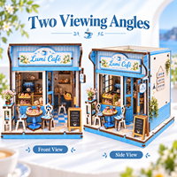 Kit de maison de poupée miniature en bois à faire soi-même, modèle de café méditerranéen, maison en bois 3D à assembler, puzzle, jouets artisanaux pour cadeau