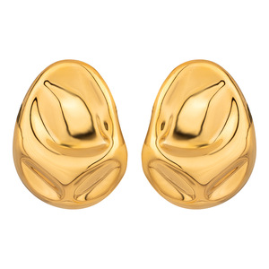 Fashion Irregular Oval <b>Stud</b> <b>Earrings</b> 18K Gold Plated Zinc Alloy Geometric Design For Women Jewelry - Product Image 1