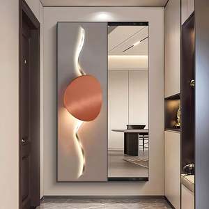 <span class=keywords><strong>Specchio</strong></span> a Figura Intera Moderno di Lusso per Ingresso <span class=keywords><strong>e</strong></span> Corridoio, <span class=keywords><strong>con</strong></span> Sistema Push-Pull Nascosto <span class=keywords><strong>e</strong></span> Decorazione Murale in Cristallo <span class=keywords><strong>e</strong></span> Porcellana - Product Image 2