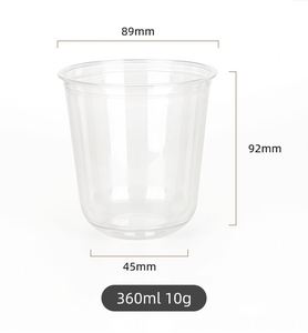 Custom Logo Single Wall 89mm U-Shaped 300 360 400 500 700 PET Cold <b>Drinks</b> Disposable <b>Plastic</b> Milk Tea Cups with Lids and <b>Straws</b> - Product Image 1