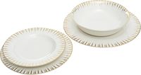 Service de table en porcelaine fine de 120 pièces avec finition dorée, certifié CE, design moderne pour 12 personnes, idéal pour les cadeaux d'affaires