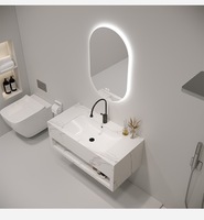 Meuble de salle de bain de luxe avec lavabo mural en pierre sous comptoir, meuble double vasque, lavabo, vasque en pierre d'ardoise.