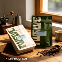 Sacs d'emballage pour café personnalisés à fond plat avec valve de dégazage unidirectionnelle et fermeture éclair refermable 250g 500g