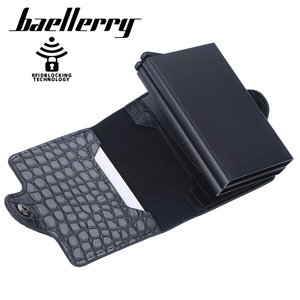 Baellerry Men's Card Holder Crocodile Pattern PU Leather RFID Blocking <b>Small</b> <b>Wallet</b> For Credit Cards - Product Image 2