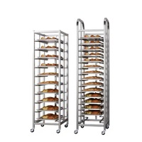 Chariot de rangement pour plaques de cuisson en acier inoxydable commercial avec revêtement autonettoyant, 4 roulettes, résistant à la corrosion, pour utilisation en four