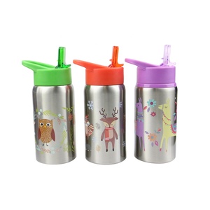 Bouteille d'eau isotherme en acier inoxydable 18/8 de 500 ml pour enfants avec bouchon à clapet, gourde scolaire à paroi simple pour enfants, motif personnalisé - Product Image 2