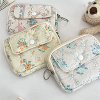 WAALUU Style coréen Quilting portefeuille carte ID mignon dessin animé fleur matelassé maquillage sac de rangement certificat sac carte sac clé portefeuille