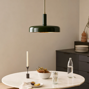 Lampada a Sospensione LED Industriale Mid-century, Stile Americano Moderno Retrò, Verde Scuro Circolare, per Sala da Pranzo - Product Image 6