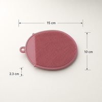 HL-HI106 Brosse de nettoyage double face en silicone avec oreilles de suspension 15x10x2.3cm 58g Éponge de cuisine pour le nettoyage des vaisselles, des bols, des casseroles et des poêles