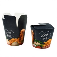 Conteneur à emporter en papier kraft écologique avec poignée, impression de logo personnalisée, pour sushis, kebabs, doner, pâtes, nouilles