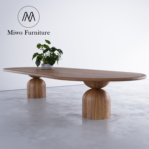 Bắc Âu hiện đại đơn giản gỗ rắn nhà hàng ánh sáng sang trọng retro cá tính bàn tròn thiết kế văn phòng sáng tạo bàn dài tùy chỉnh - Product Image 3