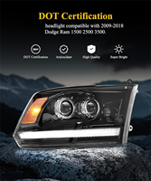 HUAFUXING Ensemble de phares à double projecteur LED complet amélioré 6500K 12V IP67 pour Dodge Ram 1500 2500 3500 2009-2018