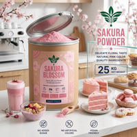 Esurey Bubuk Sakura Alami Kemurnian Tinggi 100% Ekstrak Bunga Sakura untuk Minuman, Kue, Pewarna Makanan, Drum 25kg