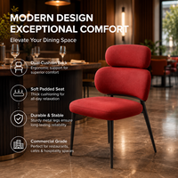 Chaise de salle à manger rouge audacieuse avec dossier à double coussin et pieds en métal - Siège ergonomique et confortable pour la maison, le restaurant, l'hôtel