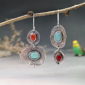Orecchini Asimmetrici Boho Vintage Verde Menta e Corallo, Orecchini da Donna - Product Image 3