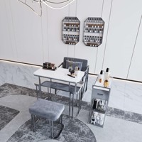 Table de Manucure Élégante en MDF Style Médiéval avec Étagères de Rangement Spacieuses – Ensemble Complet pour Salon, Spa et Studio de Beauté